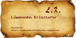 Löwensohn Krisztofer névjegykártya